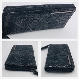 Kenneth Cole New York Black Faux snakeskin 8 1/2” x 4”  Wallet